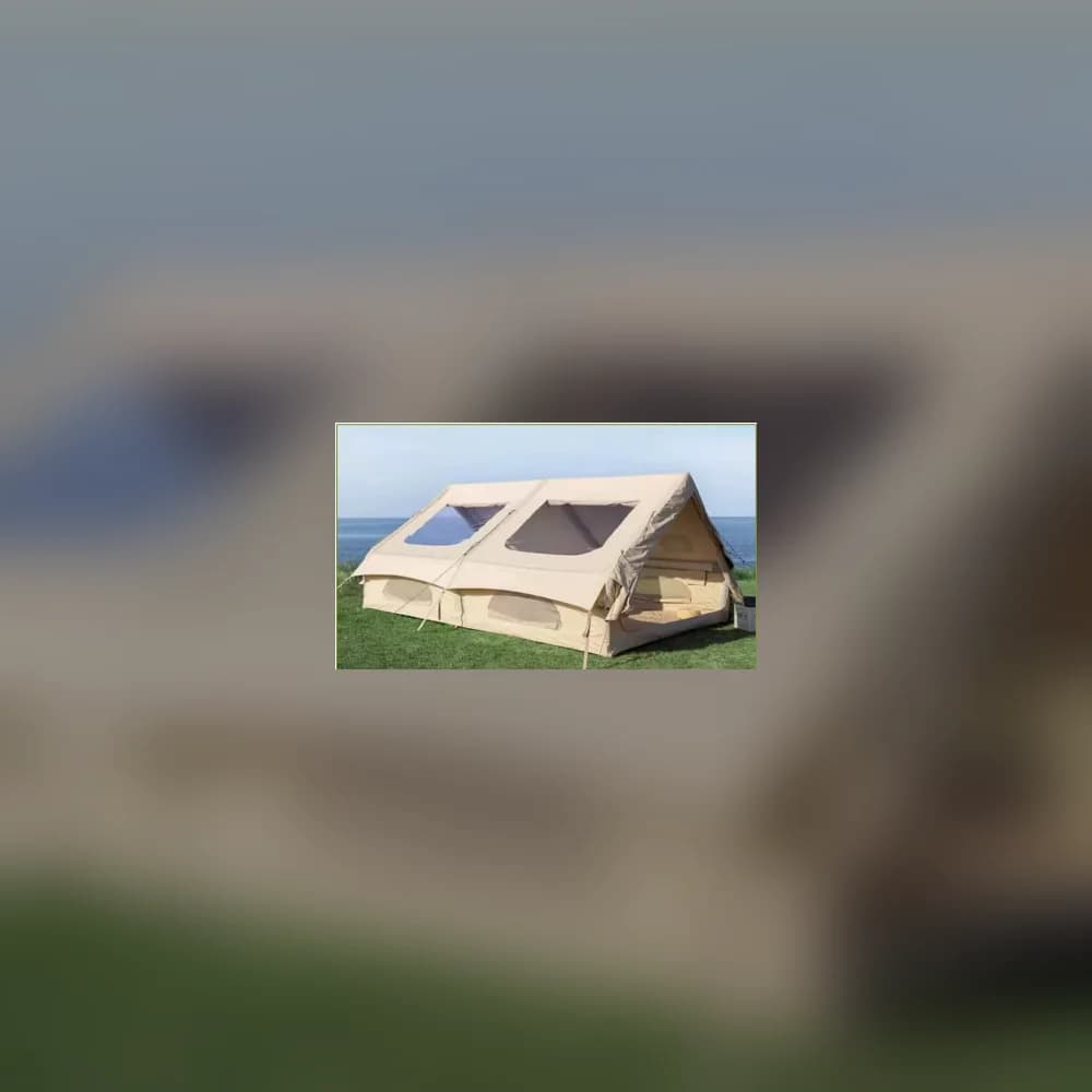 Windowed inflatable tent format