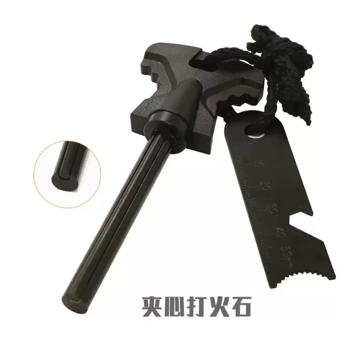 Flint Fire Starter Survival Tool with Ferro Rod & Multifunction Striker