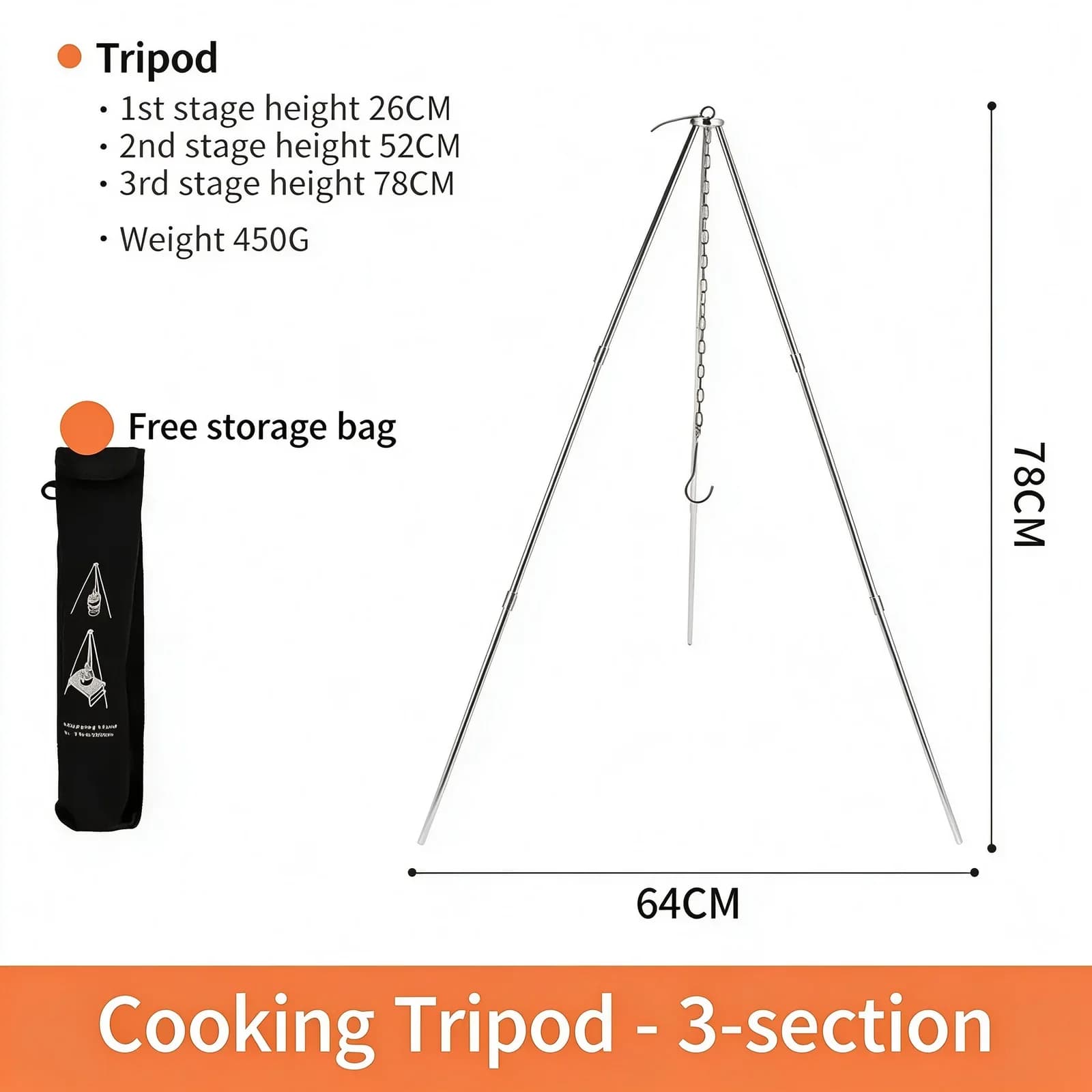 Aluminium Alloy Camping Cookware Tripod | Folding Pot Stand — product image 2
