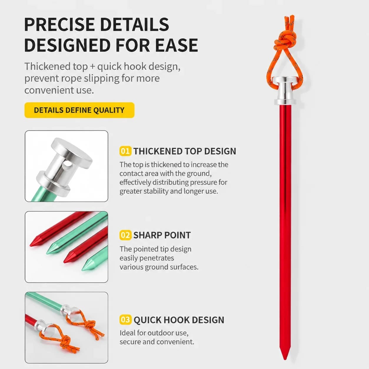 Aluminium Alloy Tent Stakes | 23 cm Lightweight Camping Pegs — product image 5