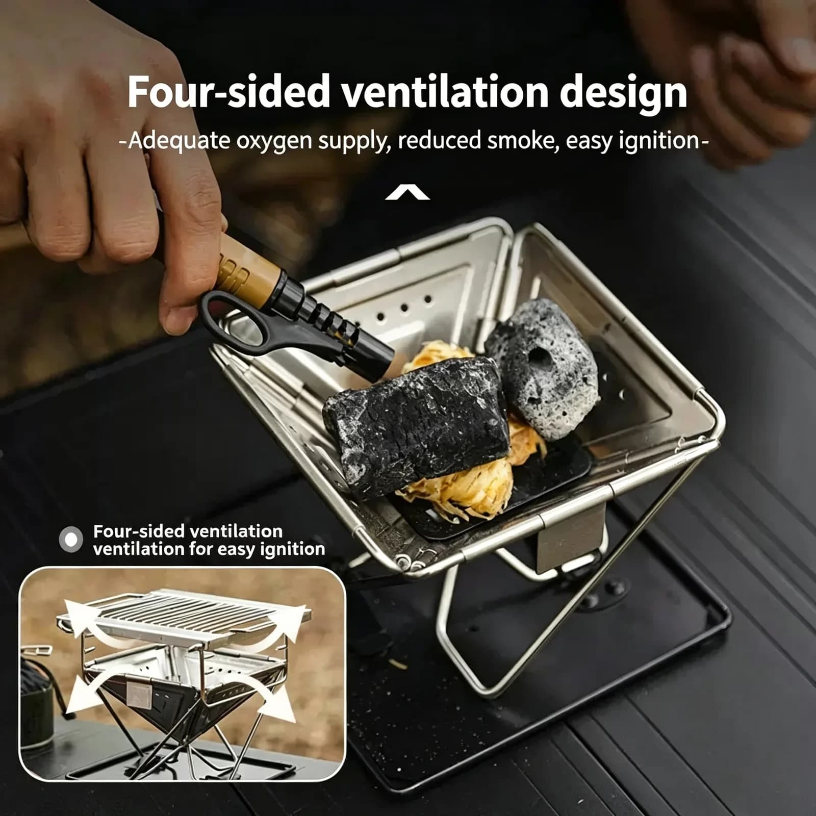 Mini Stainless Steel BBQ Grill | Foldable 1–2 Person Camping Grill — product image 1