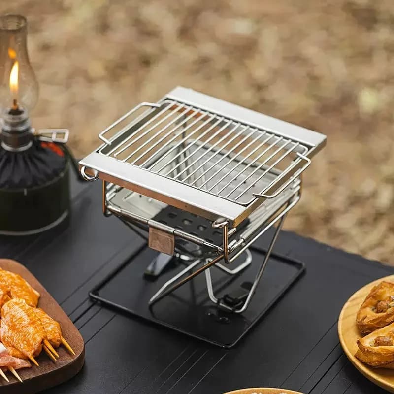 Mini Stainless Steel BBQ Grill | Foldable 1–2 Person Camping Grill — product image 3