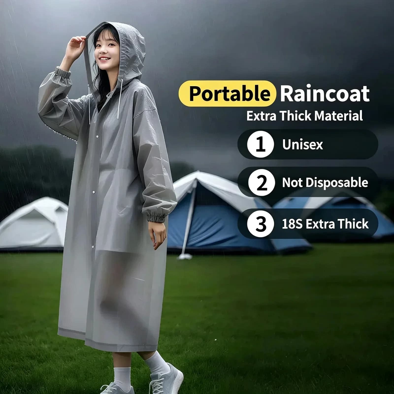 Extra-Thick Portable Raincoat | Reusable Adult & Kids Poncho — product image 1