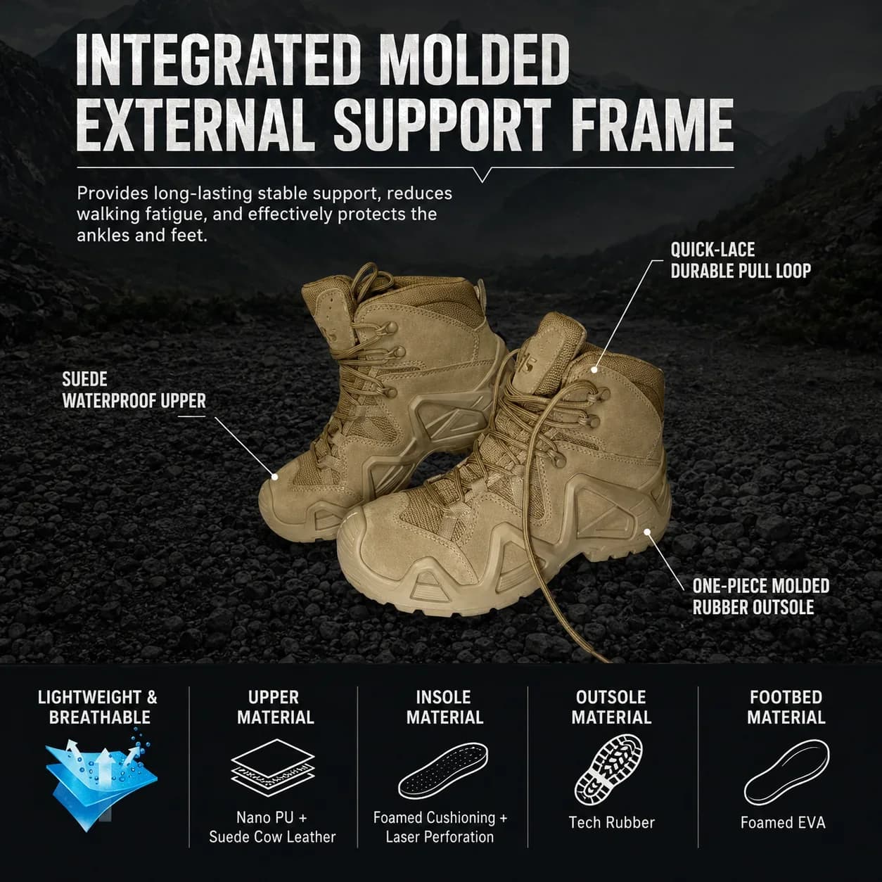Waterproof Tactical Hiking Boots | Suede Leather Trekking Shoes — product image 2