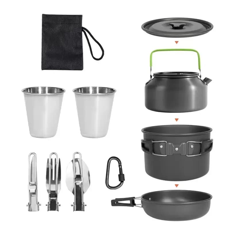8-Piece Camping Cookware Set | 600 g Nesting Outdoor Cooking Kit — product image 2