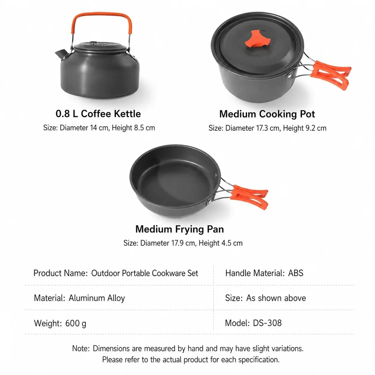 8-Piece Camping Cookware Set | 600 g Nesting Outdoor Cooking Kit — product image 4