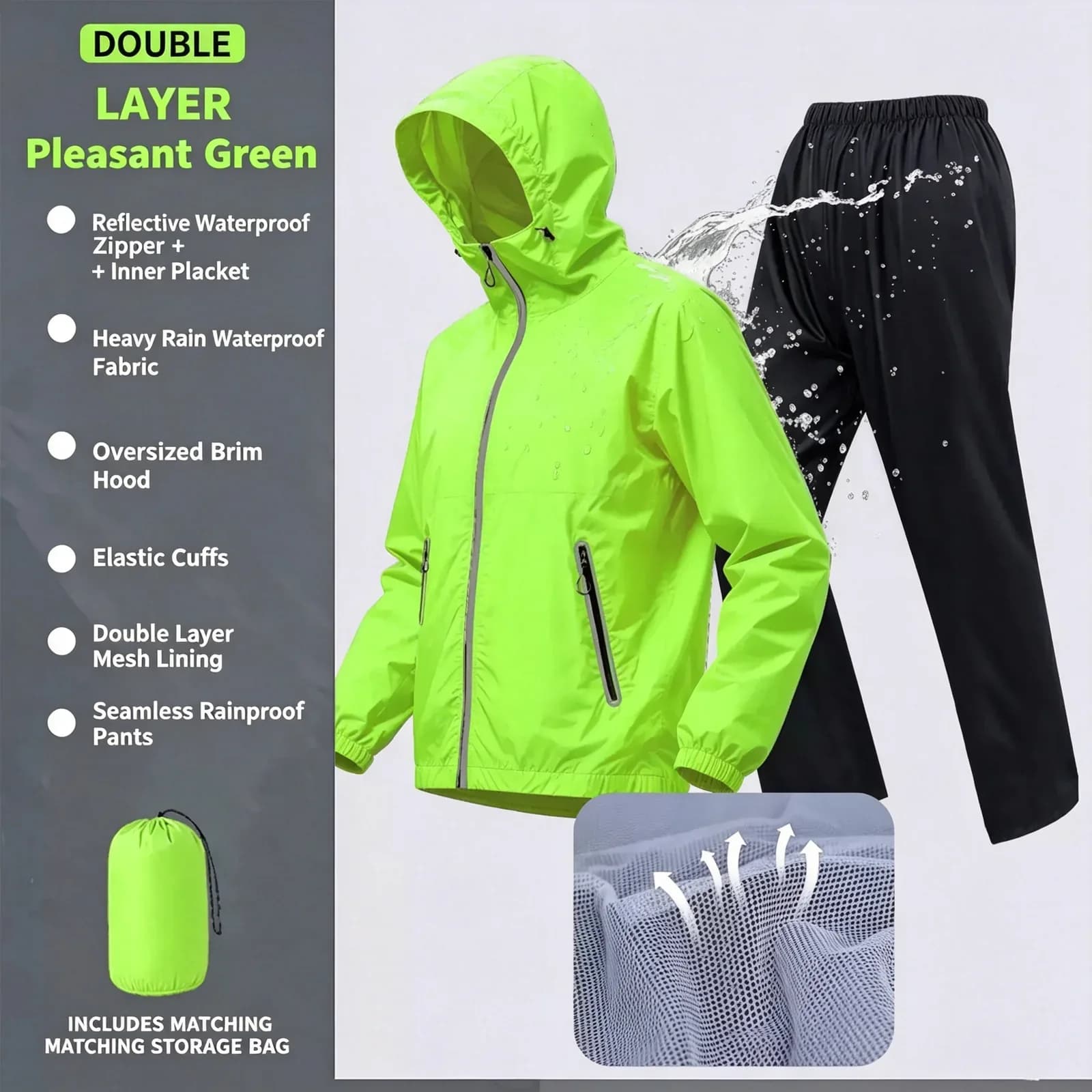Ultralight Waterproof Rain Suit | Packable Jacket & Pants Set — product image 5
