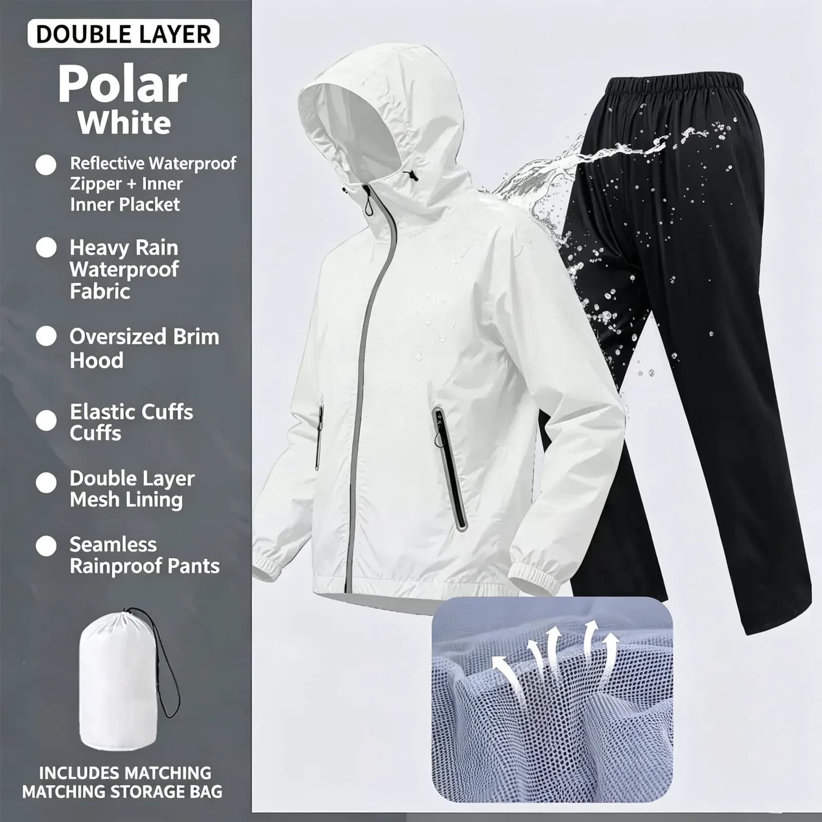 Ultralight Waterproof Rain Suit | Packable Jacket & Pants Set — product image 7