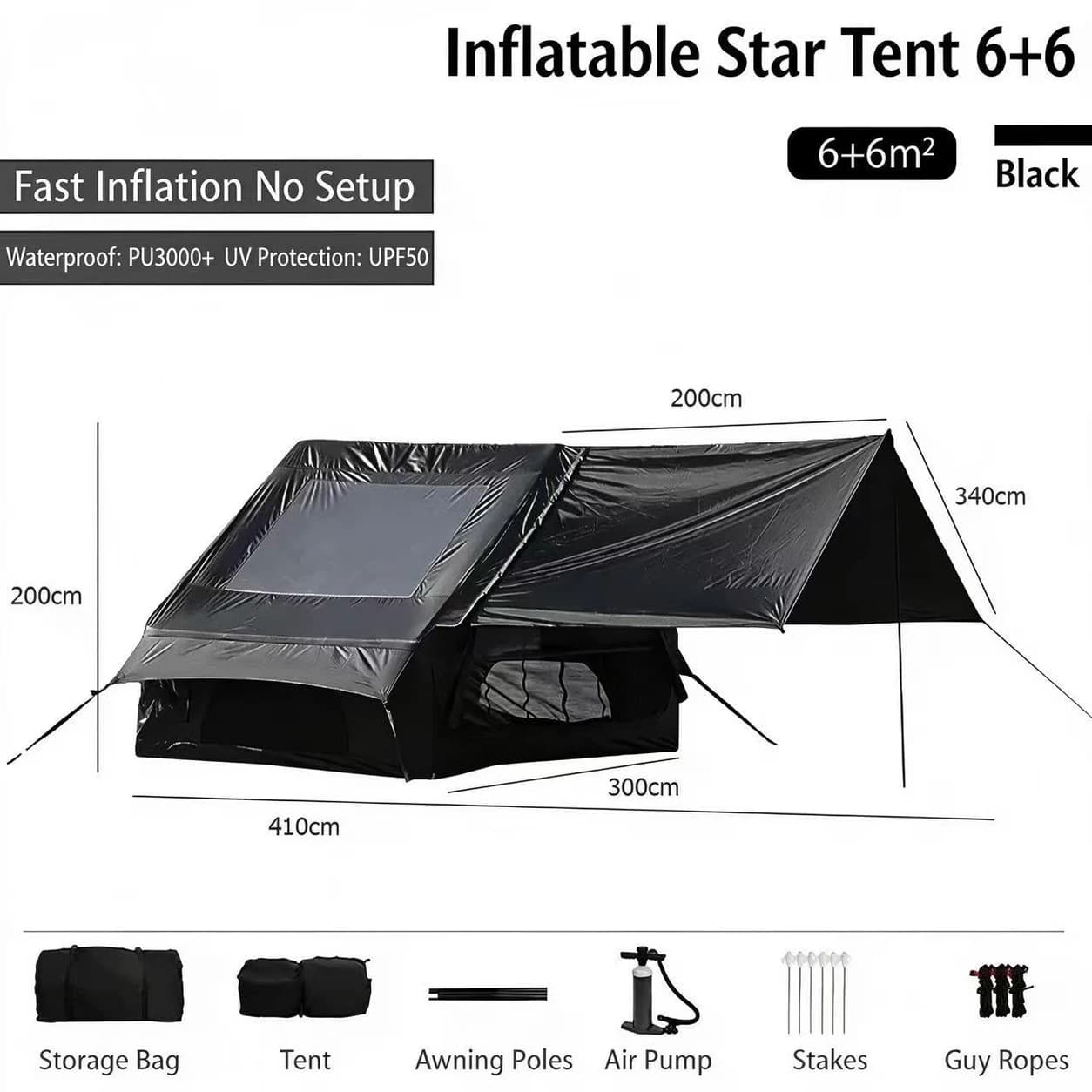 Starry-Sky Inflatable Tent with Canopy | 6.3 m² Extension Shelter — Product image 2