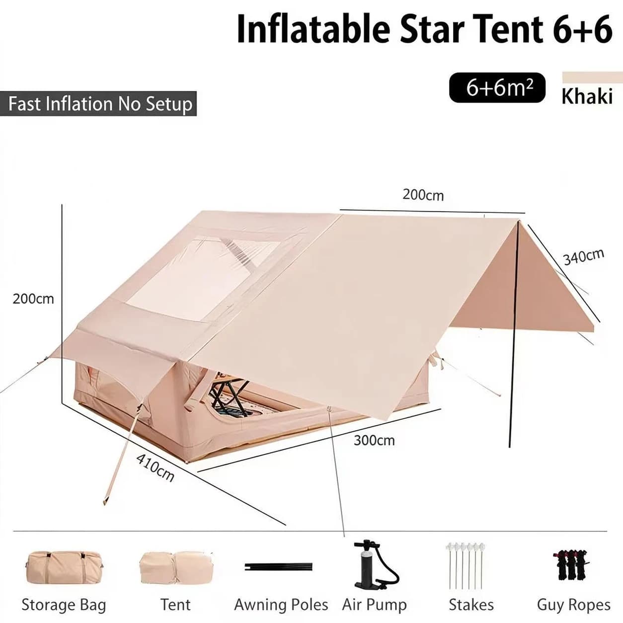 Starry-Sky Inflatable Tent with Canopy | 6.3 m² Extension Shelter — Product image 3