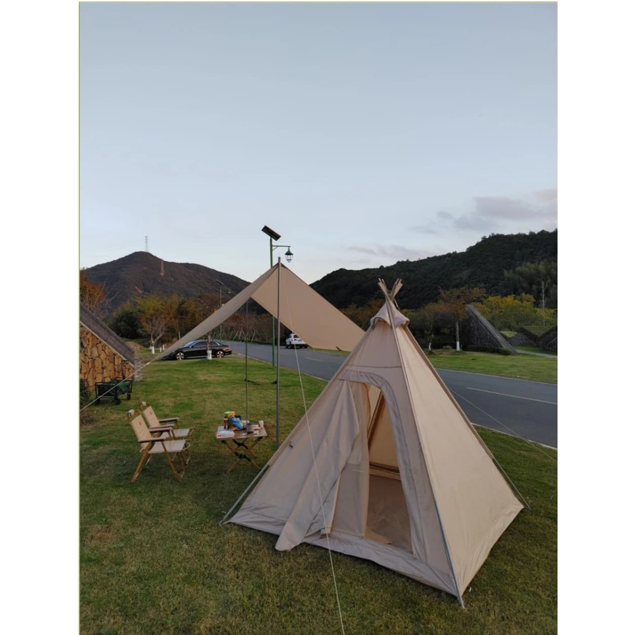 Pyramid Camping Tent | White Tipi-Style Outdoor Shelter — Product image 3