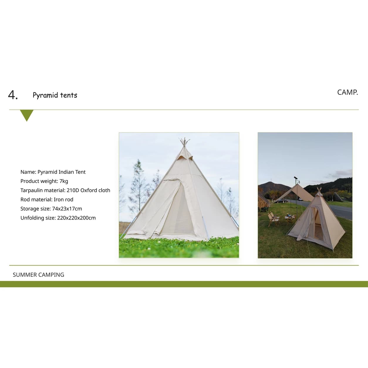 Pyramid Camping Tent | White Tipi-Style Outdoor Shelter — Product image 4