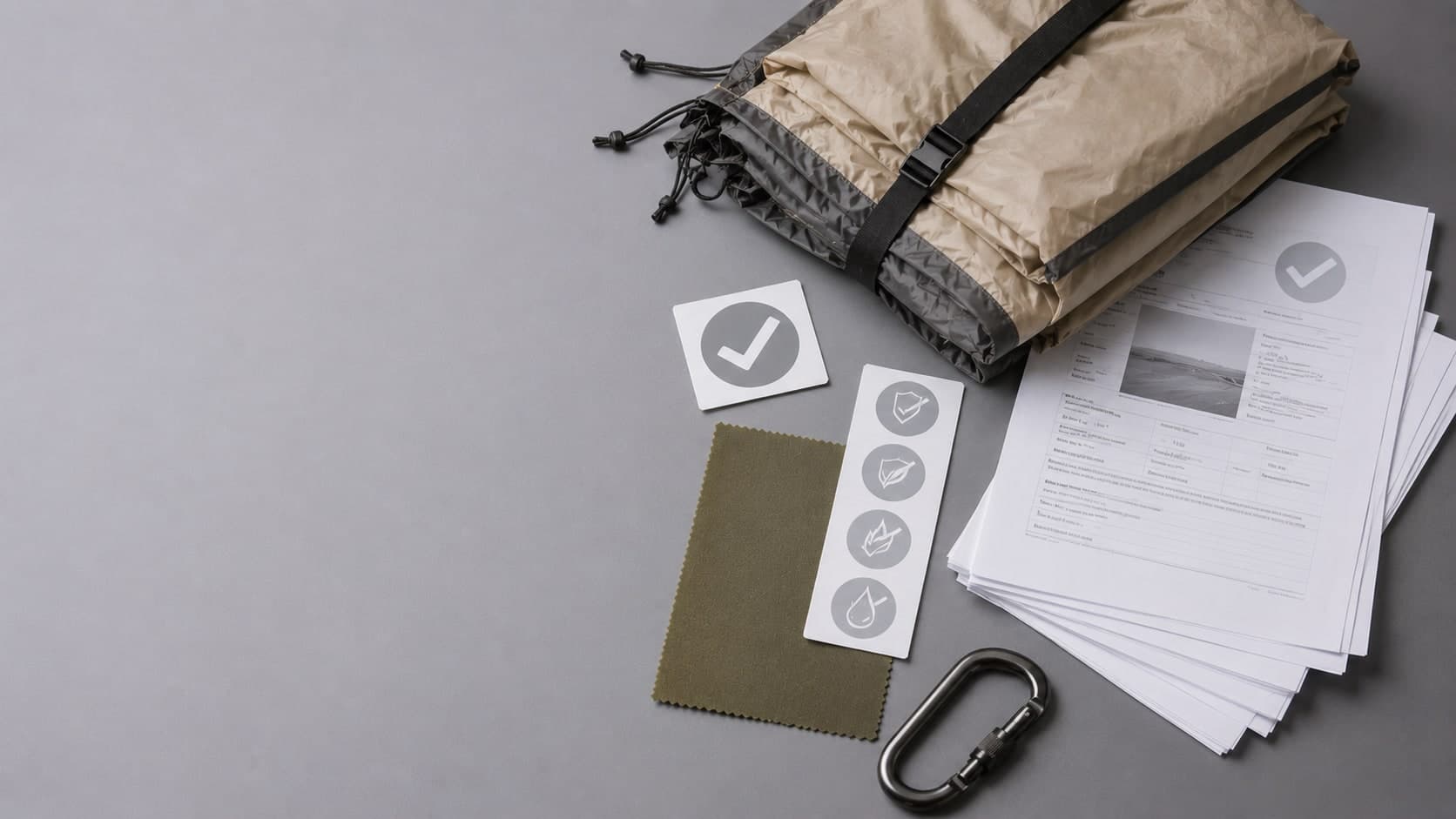 Outdoor products with certification and compliance marks arranged for import to the US, EU and UK