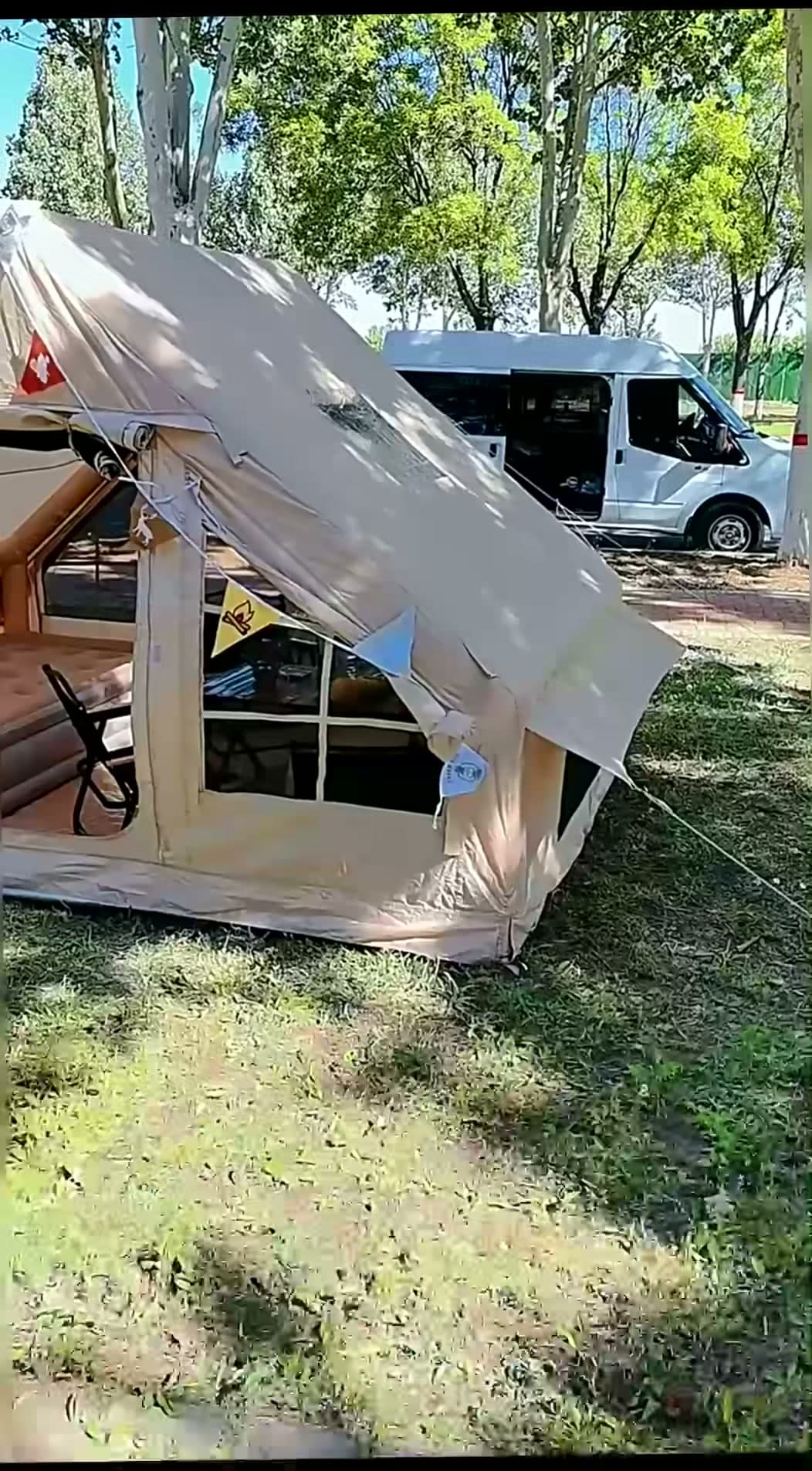 Inflatable family tent shown in Seawing Facebook Reel