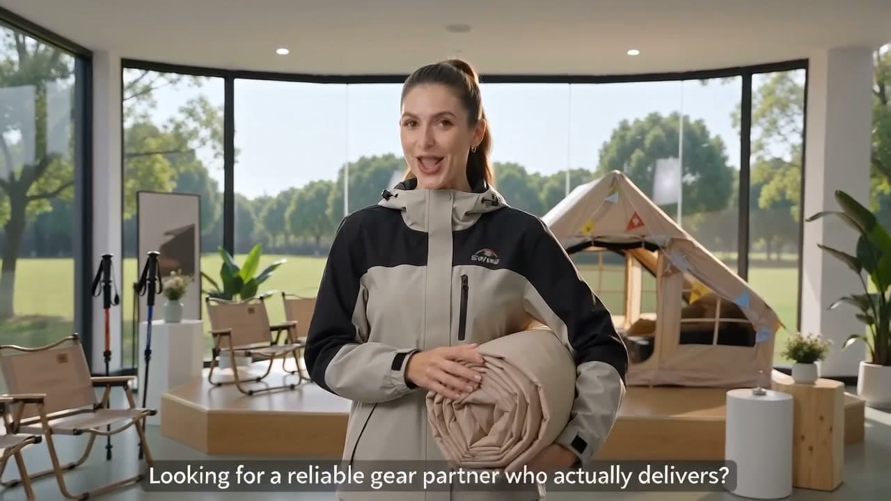 Outdoor gear references in Seawing's sample-order Facebook Reel