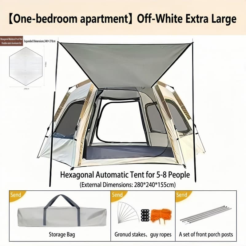 Automatic Hexagonal Tent | Wind-Resistant Pop Up Camping Bed (2 Sizes)