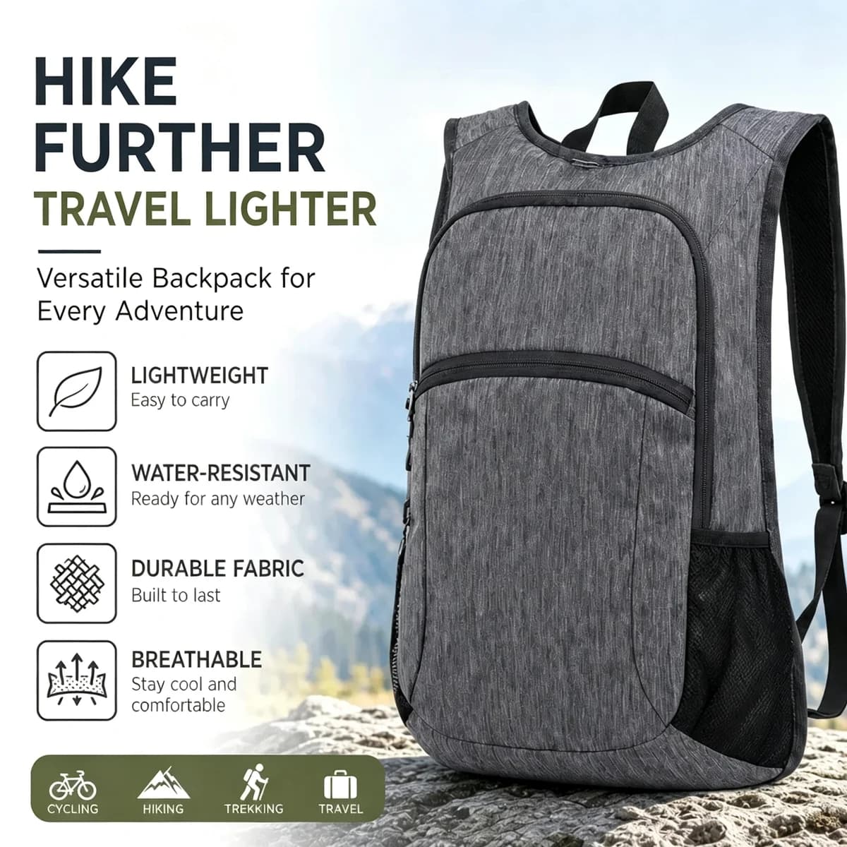 Packable 20 L Daypack | 230 g Water-Resistant Travel Backpack