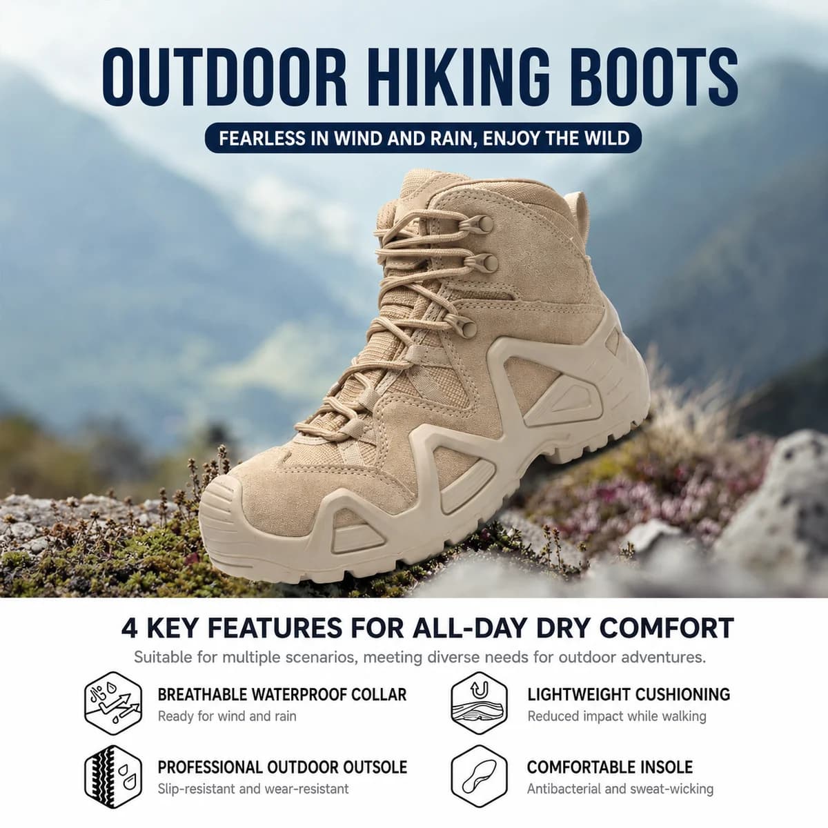 Waterproof Tactical Hiking Boots | Suede Leather Trekking Shoes