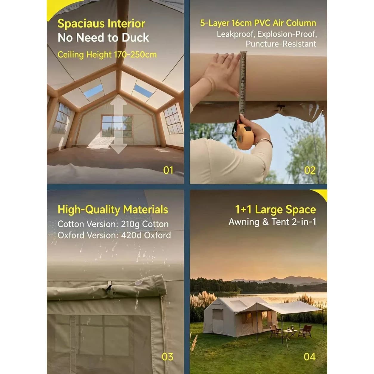Inflatable Tent with Dual Awning | 13.86 m² Outdoor Shelter — Product image 4 Inflatable Tent with Dual Awning | 13.86 m² Outdoor Shelter — Product image 4