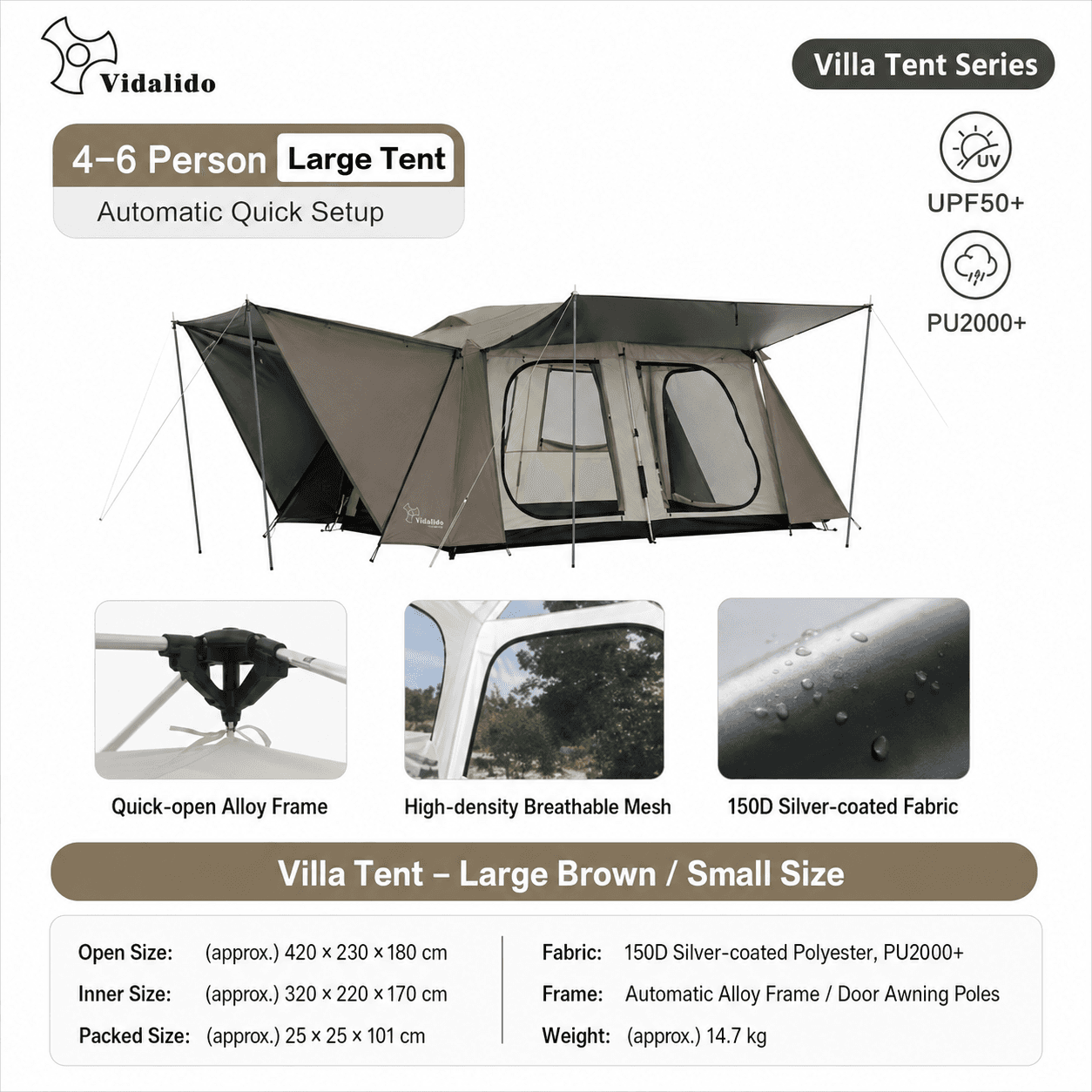 420 cm Villa Camping Tent | 150D Blackout Family Shelter — Product image 3 420 cm Villa Camping Tent | 150D Blackout Family Shelter — Product image 3